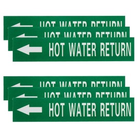 sourcing map Self-Stick HOT WATER RETURN Pipe Marker Pipe Flow Arrow 1-3/5 x 8 Inch Pipe Identification Marking Labels Left-Pointing for Pipe Flow Markers White on Green, Pack of 30