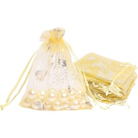 FAVORTALK Small Organza Bags 100 pack Organza Gift and Favour Bags 90x120 mm/ 3.5 x 4.7 inches Jewellery Gift Bags Organza Bags Favour Bags Large Organza Bags Gift Bags Organza Bags, Golden
