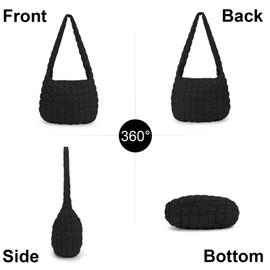 DKIIL NOIYB Quilted Tote Bag Puffy Tote for Women, Lightweight Puffy Tote Bag Lattice Pattern Quilted Handbags 18inch Large Capacity Cotton Padding Shoulder Bag 45cm