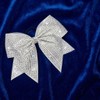 White Cheer Bow, Glitter Shimmer Shiny Rhinestones Cheerleading Hair Bow