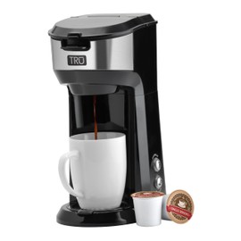 Tru Single Serve Brew System by Select Brands - Single Cup Coffee Maker Using Coffee Capsules or Grounds - Features Removable Drip Tray & One-Touch Controls - 14 Fluid Ounces