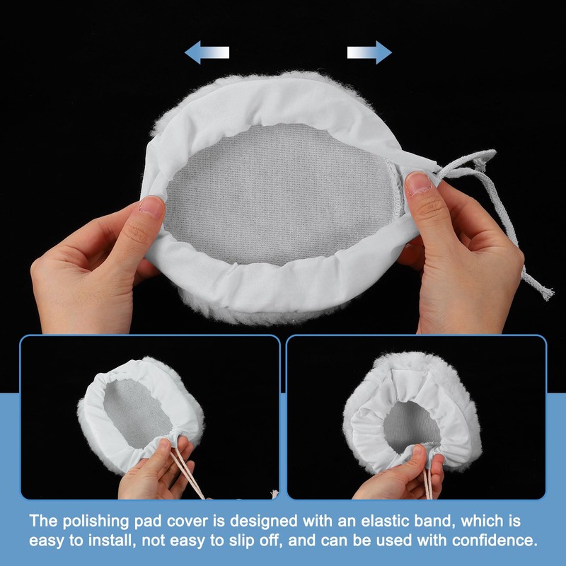 sourcing map 6pcs Car Polisher Bonnet Buffing Pad Synthetic Wool
