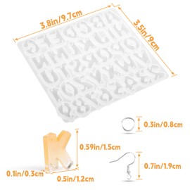 Gartful Mini Alphabet Silicone Molds Set, Letter Molds for Epoxy Casting Small Number Alphabet Resom Mold with Earrings for DIY Earring Necklace Pendant Jewelry Resin Crafts Decor, Silver