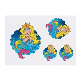 4 x 'Mermaid Queen' Temporary Tattoos - Water Resistant, Skin-Safe, Non-Toxic Transfers, Mixed Sizes (TO00079632)