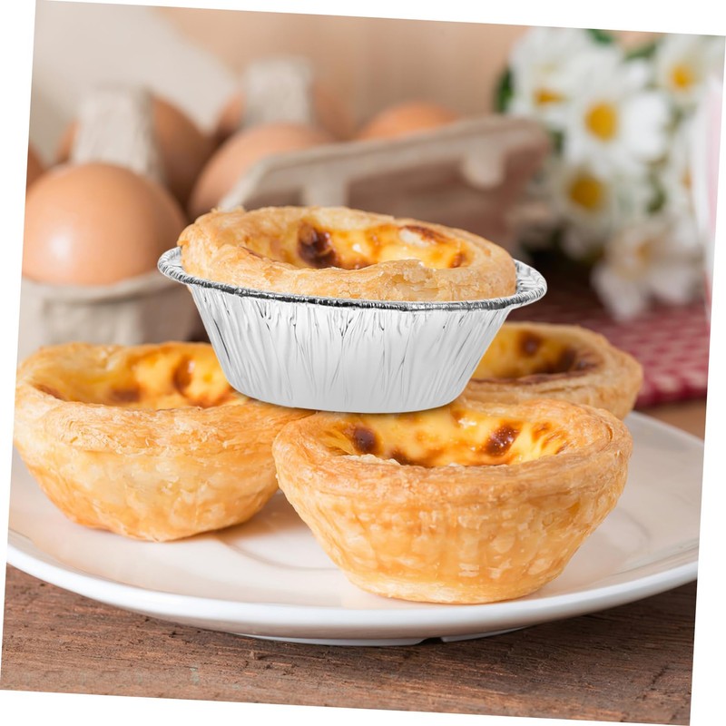 Gatuida 200Pcs Egg Tart Molds Round Foil Trays Baking Cups