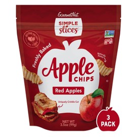 Simple Slices Gourmet Nut Baked RED Apple Chips, USA Grown Apples, No Added Sugar, Red Apples, 3.5oz bag, 3 Pack, 10.5oz Total
