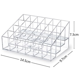 MOSIKER Lipstick Storage Box, 24 Lips, Clear, Cosmetics Storage, Acrylic Case, Mini Makeup Box, Makeup Supplies, Storage Case, Cute, Divider Case, Plastic, Lipstick Storage Case, Makeup Brush Holder, Accessory Holder, Stand