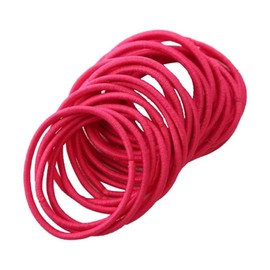 ISABELLA MOON 50Pcs Girls Women 2.5mm Thin School Uniform Endless Hair Elastics Bobbles Hair Ties Bands Ponios Ponytail Holders (Fuchsia)