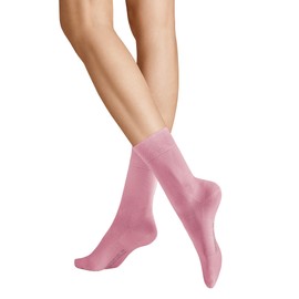 Hudson Women's Relax Cotton Pressure-free Waistband Socks, Rose Pink 0542