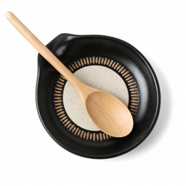 Portacucchiai in Ceramica Nera, Appoggia da Cucina per Cucchiai E Spatole