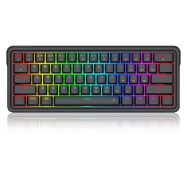Redragon K722 60% Wired Gasket RGB Gaming Keyboard, 61 Keys Hot-Swap Compact Mechanical Keyboard w/Free-Mod Socket, 3-Layer Noise Dampening, Quiet Custom Linear Switch