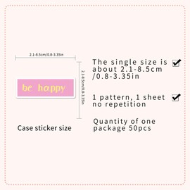 Danish Pink Inspirational Stickers for Kids Teens Girls, 50 PCS Cute Preppy Aesthetic Decor Laptops Decals for DIY Book Bedroom Phone, Cartoon Danish Pastel Motivational Phrase Sticker