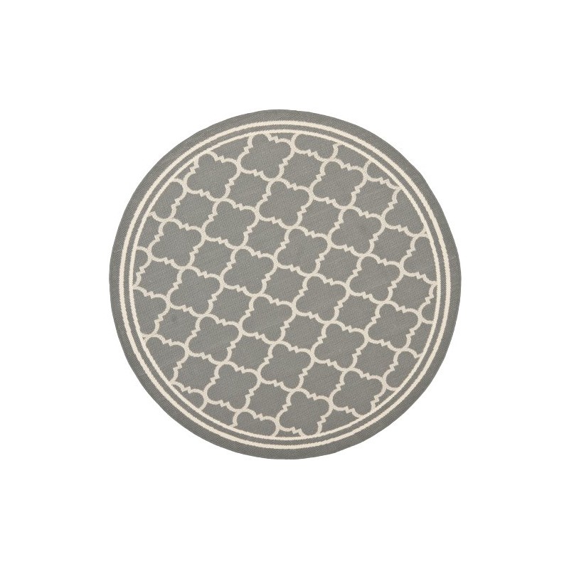 SAFAVIEH Courtyard Collection 4' Round Anthracite/Beige CY6918 Trellis Indoor/ Outdoor