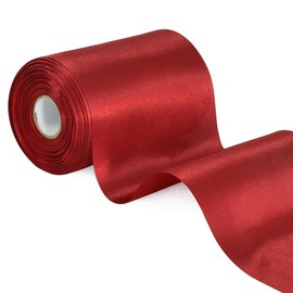 TONIFUL Wide Satin Ribbon, 10 cm x 23 m, Claret Dark Red Wide Satin Ribbon, Coloured Fabric Ribbon for Gift Wrapping, Ribbon-cutting, Grand Opening, Chair Sashes, Wedding Party Decoration, Valentine's Day, Car Decoration, Christmas