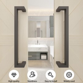 BARNSMITH 24 Inches Commercial Door Handle Pull Heavy Duty Stainless Steel Modern Square Rectangle Flat Shape Push Pull, Entrance Entry Front Office Store Garage Handle Pull Set