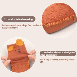 BEHELE Baby Toddler Non-skid Sock Shoes Non Slip Floor Slipper for Boy Girl First Walking Socks 2 Pairs (US, Age, 6 Months, 12 Months, Orange)