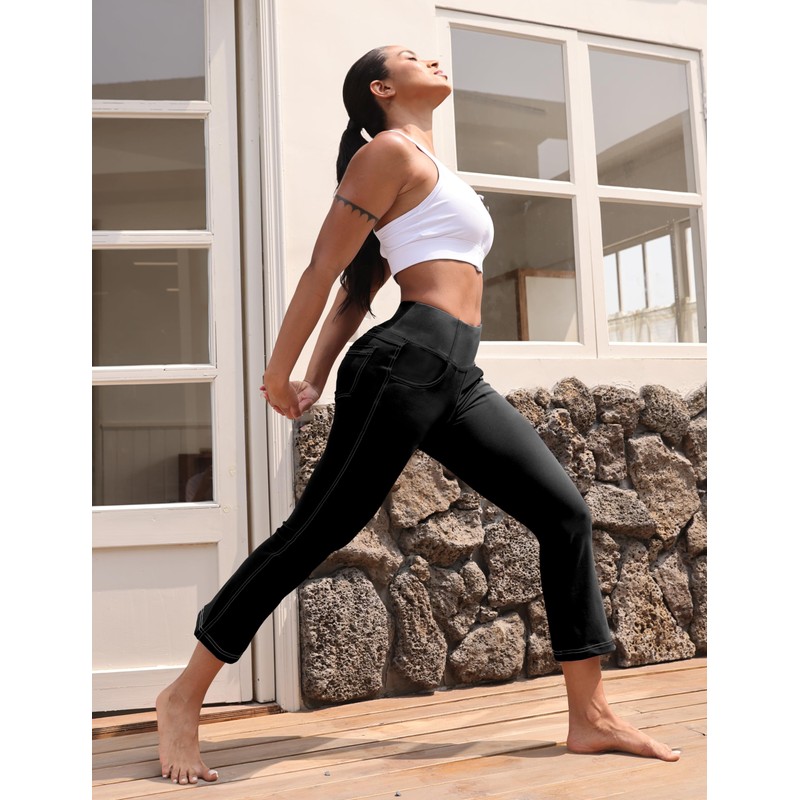 VOOVEEYA Women's Capri Leggings, Yoga Capris Pants with Pockets Stretchy