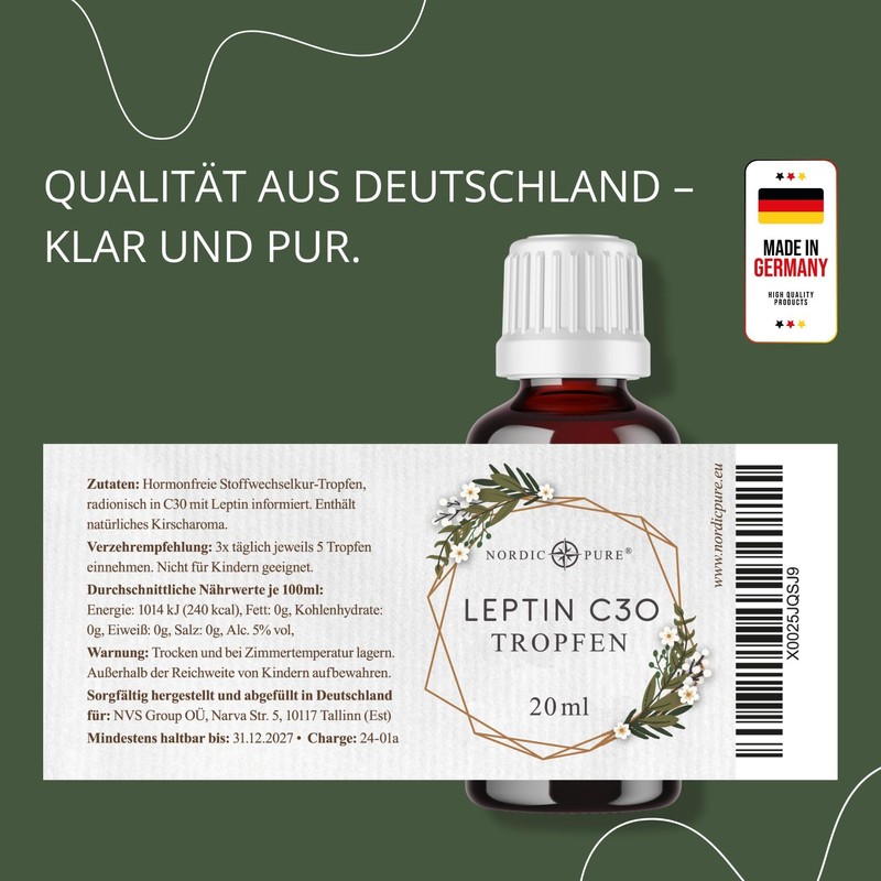 Leptin Drops with Cherry Flavour, Leptin Metabolism Cure, Natural Support,