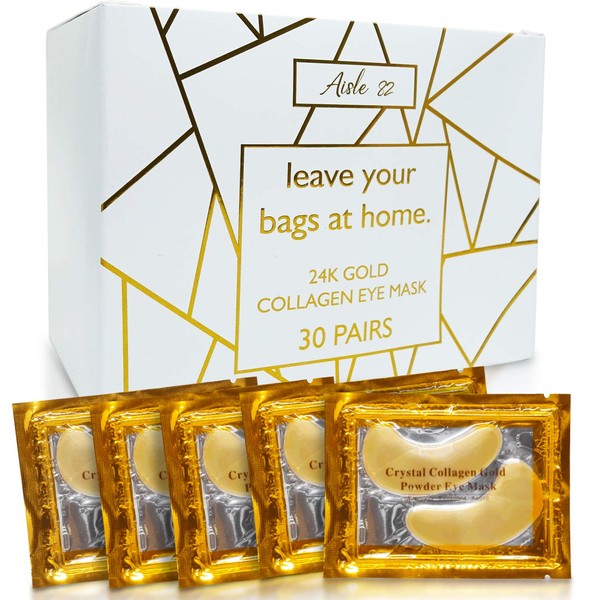 30 Pairs 24K Gold Under Eye Patches for Women – Collagen Gold Masks for Dark Circles and Puffiness - Under Eye Bags Treatment