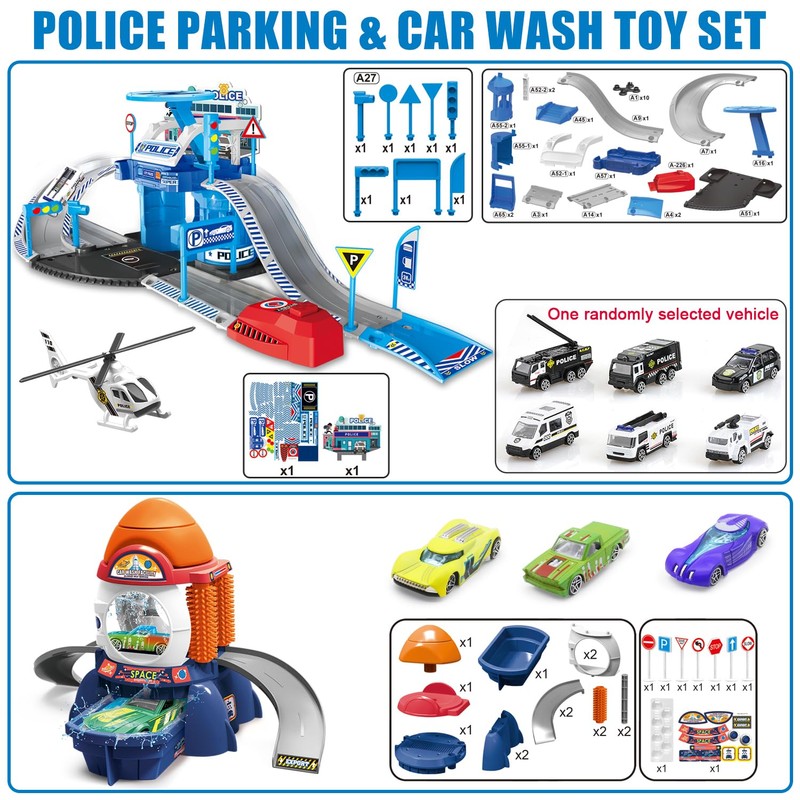 Fistone Kids Parking & Car Wash Playset – with Car