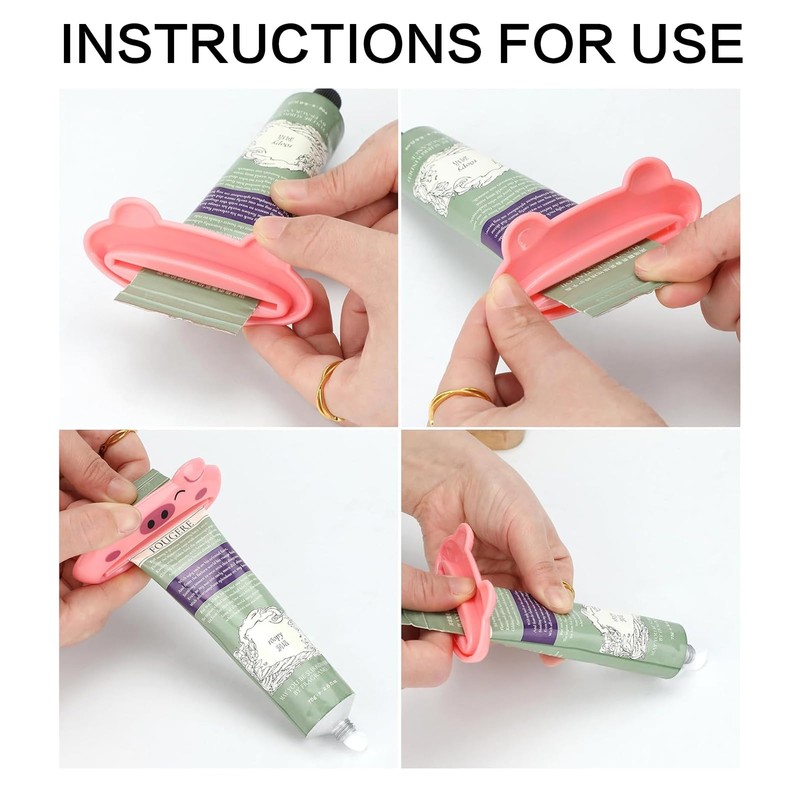 4 Pack Cute Cartoon Animal Toothpaste Tube Squeezer Clips for
