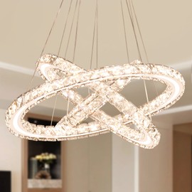 diisunbihuo Dimmable LED Chandeliers Modern Crystal Chandeliers Ceiling Light Three Rings Pendant Light with Acrylic for Bedroom Dinning Room Hallway