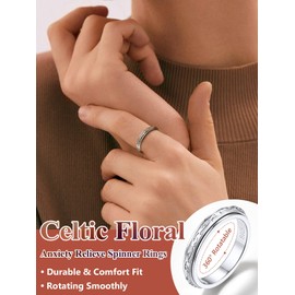 Silvora Women's Ring 925 Silver Fidget Rings 3.5 mm Wide Rotating Evil Eye Anti-Stress Ring Celtic Knot Spinner Finger Ring Engagement Ring Wedding Ring Ring Size J to Z, Metal, No Gemstone