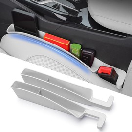 7F Car Organizers and Storage, Car Seat Gap Filler, Organiser Between Seat and Centre Console, Universal Car accessories, Fit SUV Truck Storage, Set of 2 - White