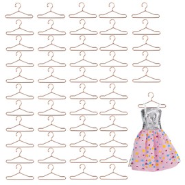SUNTRADE 50PCS Doll Mini Clothes Hanger Miniature Metal Doll Hangers Doll Gown Dress Outfit Holders for Doll Dress Closet,40mm (Rose Gold)