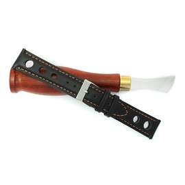 AIMVALUE Rally Racing Black Leather Orange Stitching 18mm 20mm 22mm 24mm Perforated Vintage Men's Padded Watch Strap, 22 mm, Leather