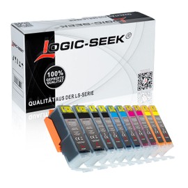 Logic-Seek 10 Printer Cartridges Compatible with Canon PGI550XL LS-CLI551XL with Chip and Level Indicator for Pixma iP7250, MG5450, 6350, MX725, 925, PGI550BK, CLI551C, CLI551M, CLI551Y and CLI551BK