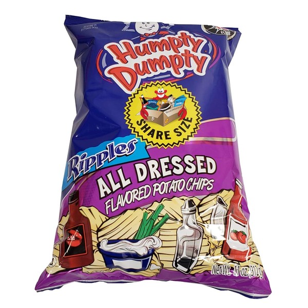 Humpty Dumpty Potato Chips, 8 Ounce, 4 Count, New Larger Family Size Bags (All Dressed)