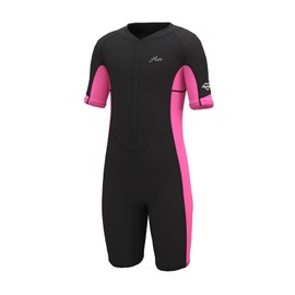 Hevto Kids Wetsuit Shorty for Girls Toddler Child Size 5T 2mm Neoprene Front Zip Wet Suit in Cold Water Thermal for Swimming (K1S-Pink, 5)