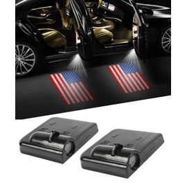 bylikeho bylikeho 2Pcs Car Door Lights,Door Lights Logo Projector,Car Accessories HD Car Welcome Light,Door Sill Lights Wireless LED Door Paste Courtesy Light,Car Door Lights Logo (Red American Flag)