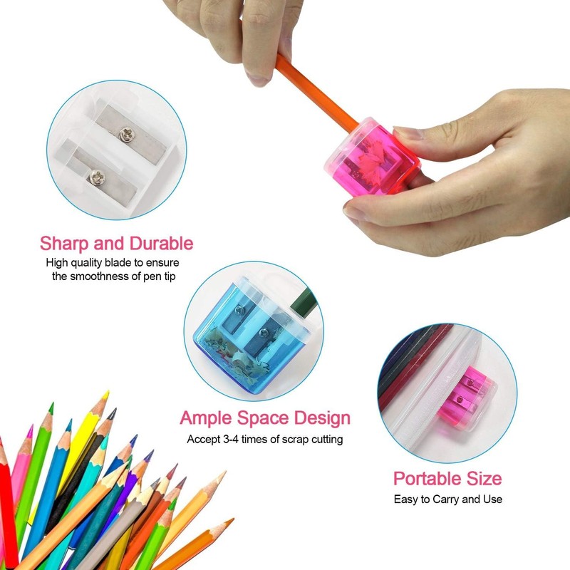 Coideal Coloured Pencil Sharpener Handheld, 24 Pcs Small Manual Canister