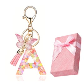 ZWWOGE Schlüsselanhänger Schlüssel Buchstabe Anhänger Marmor Harz Mit Anfangs buchstaben Schlüsselringer rosa schlüsselanhänger buchstabe Personalisiert Mädchen Keychain schlüsselanhänger mädchen