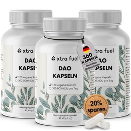 DAO Capsules 360 Pieces (High Dose) - 300,000 HDU per Daily Dose - DAO Enzyme from Pea Protein - Vegan & Laboratory Tested (Pack of 3)