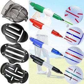 Vevesoas Golf Ball Line Markers 8 Point Portable Putting Trainer Ball Line Marker Easy Line Draw Position Ball Mark Alignment Clip Tool Golf Ball Mark Set (Includes 4 Ball Marks, 4 Markers)