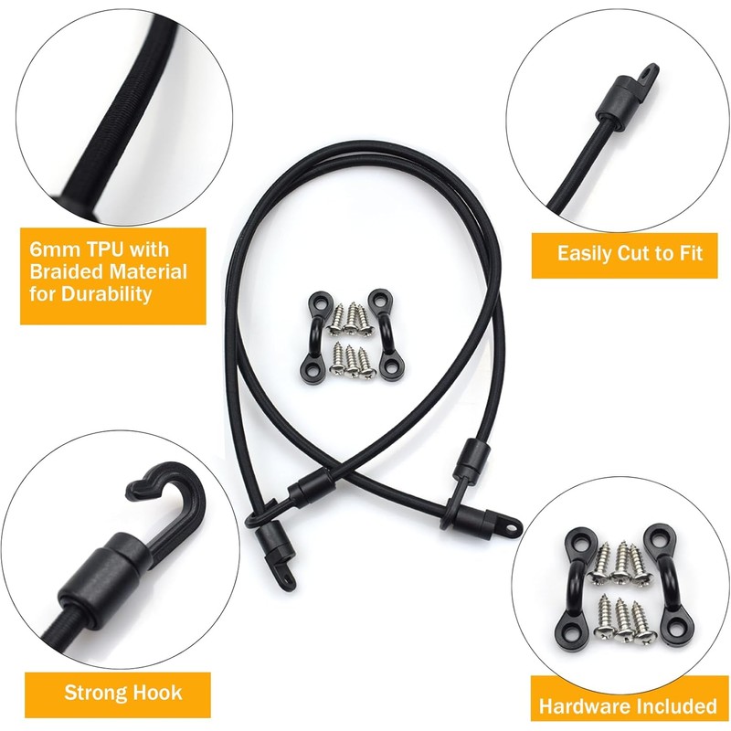 Rod Tamer Deck Mount Rod Straps 2 Pack, 6mm Kayak