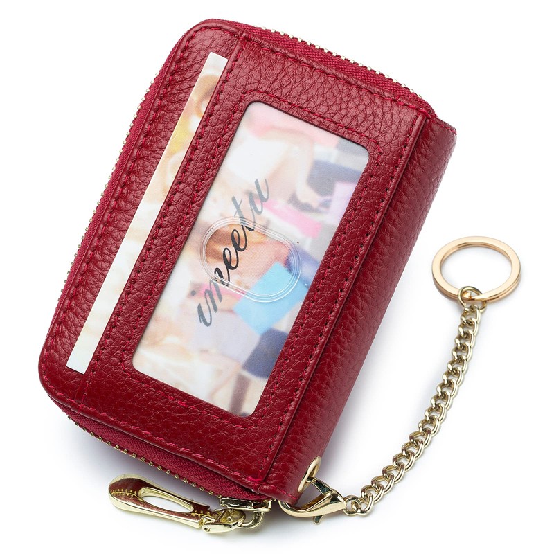 imeetu RFID Credit Card Holder, Small Leather Zipper Card Case