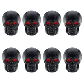 The Lord of the Tools 8 Pieces Tyre Valve Caps with Skull Pattern Valve Caps Replacement Made of ABC Copper Universal Valve Caps Accessories for Most Cars Motorcycle Black