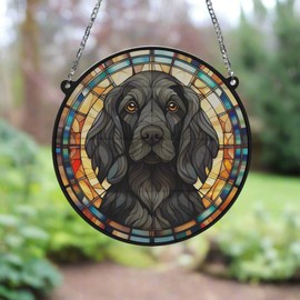 Image Industry Cocker Spaniel Black Stained Glass Effect Suncatcher - Garden Gift - Dog Gift - Pet Memorial (13cm)