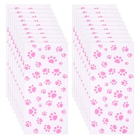 UUYYEO 100 Pcs Paw Print Gift Bags Cellophane Party Favor Bags Wedding Candy Bags Baby Shower Cookie Bags Cello Treat Bags Holiday Bakery Bags with 100 Pcs Twist Ties Pink