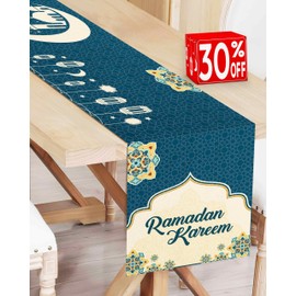 OLEEK Ramadan Table Runner 70x13in- Ramadan Decorations for Home 2026 - Ramadan Mubarak Table Runner- Ramadan Runner - Ramadan Decor - Ramadan Table Decor - Ramadan Gifts زينة رمضان كريم ديكور