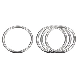 sourcing map 304 Stainless Steel O Rings, 4pcs 100mm(3.94") Outer Dia. 5mm Thickness Multi-Purpose Metal Welded O-rings Round Rings for Hardware Luggage Accessories