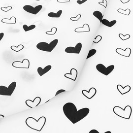 MR FIVE 30 Sheets 20" x 28" White with Black Heart Tissue Paper Bulk,Hearts Tissue Paper for Gift Bags,Birthday,Valentine's,Mother's Day,Weddings (White with Black)