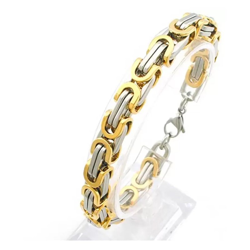 M Men Style Mechanic Chunky Byzantine Chain 8.5" Bracelet Silver,