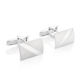 High-quality men's cufflinks made of brushed genuine 925 silver, Sterling Silver, Without Stone