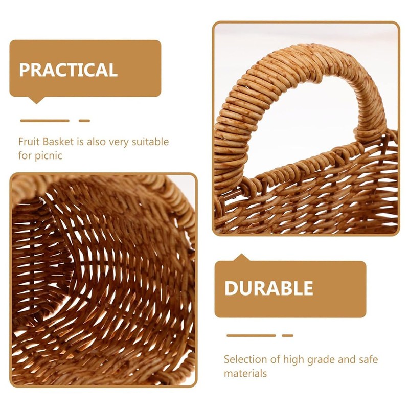 AIMALL 1pcs Elegant Handcrafted Woven Rattan Wall-Mounted Baskets, Multifunctional Storage