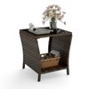 AIIT Rattan Patio Side Table - Outdoor Wicker Coffee Table